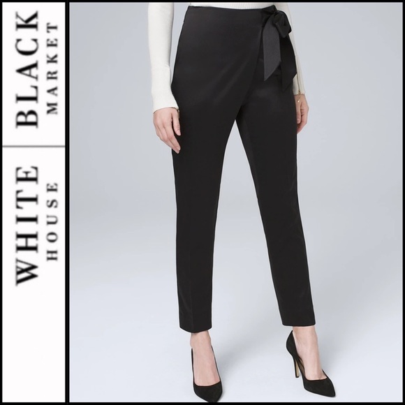 White House Black Market Pants - NWT WHBM Bow-Belt Satin Tapered Pants